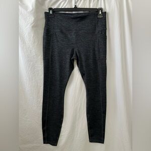 Avia Heathered Gray Leggings L 12-14 Side Pockets Drawstring Yoga 27”